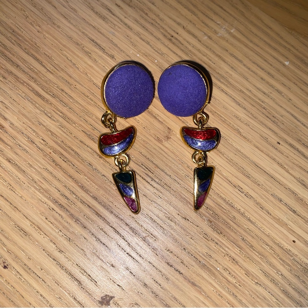 Vintage purple & gold gemstone earrings